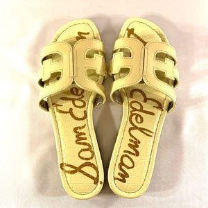Sam Edelman Signature Bay Slide Flat Sandal Butter Soft Yellow Leather size 8.5
